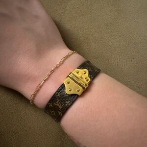 Louis Vuitton Brown Monogram Bracelet with Gold Accent